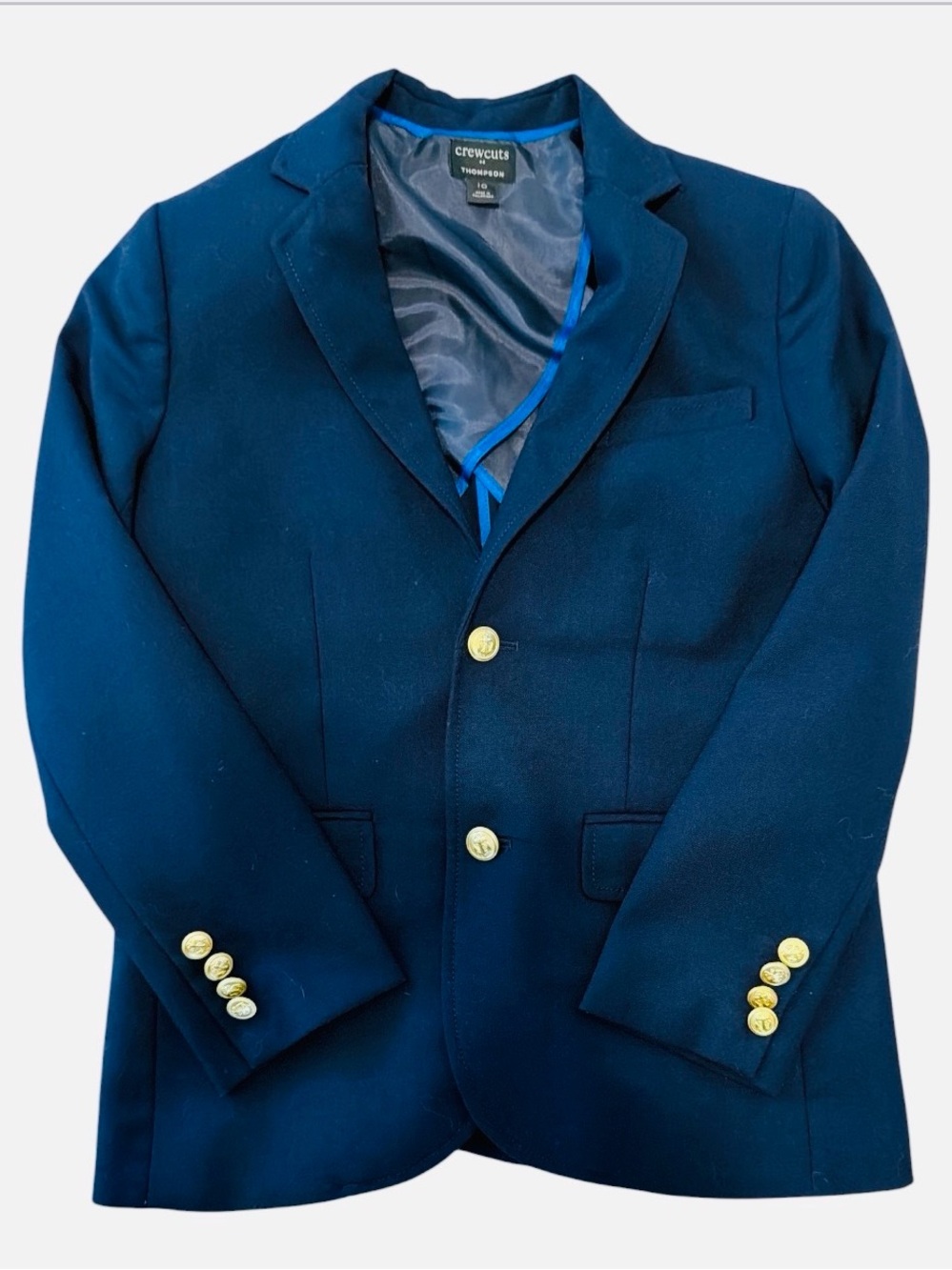 Crewcuts Thompson J Crew Navy Blue Gold Suit Blazer Jacket Boys Sz 10 Wool Blend